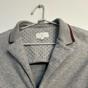 Gucci Gray Blazer with Red and Green Accents